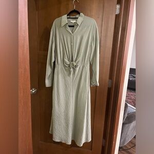Vince pale green shirt dress/ pockets/ lined bottom